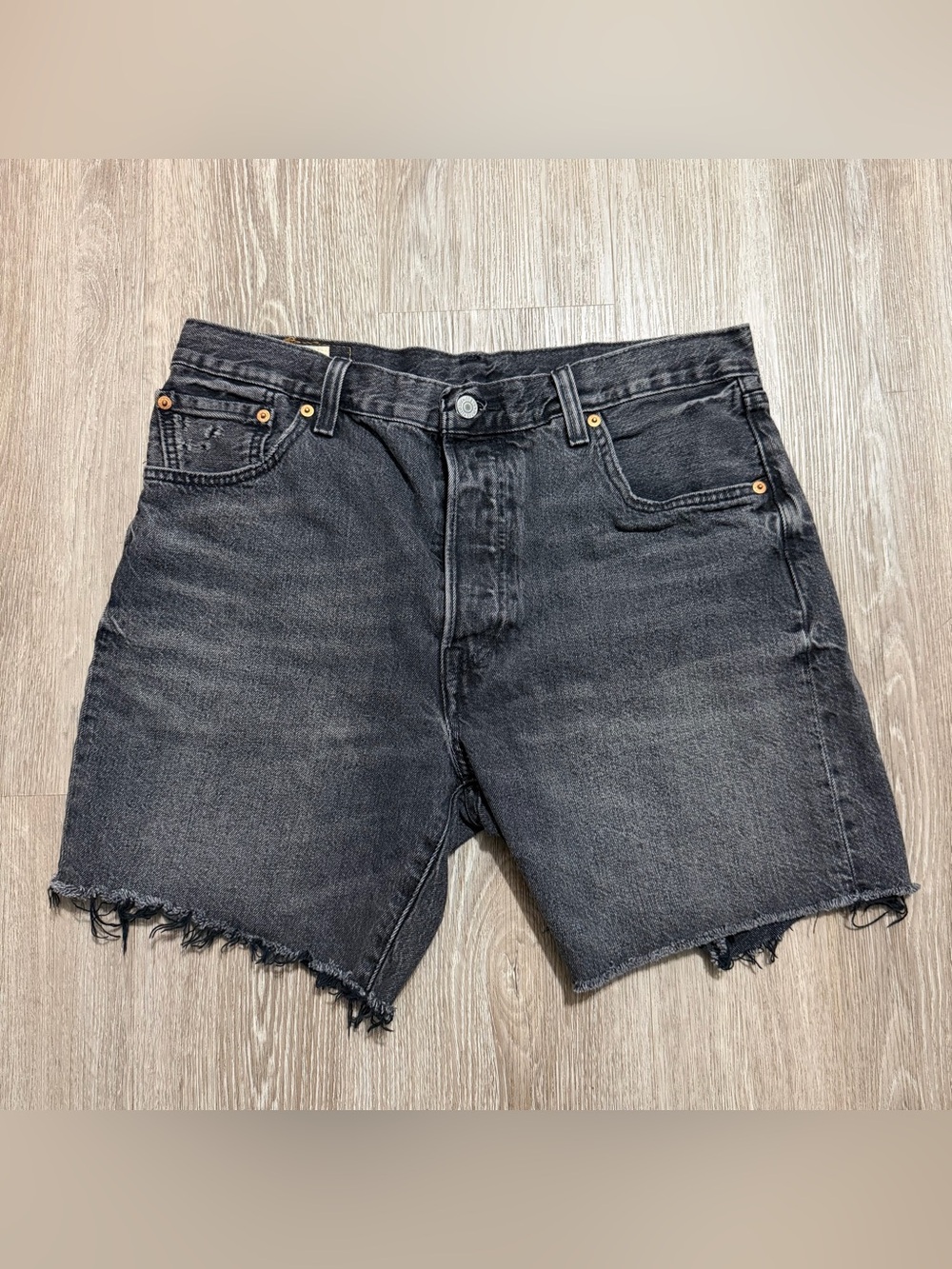 Levi's Black Washed Denim Cutoff Shorts